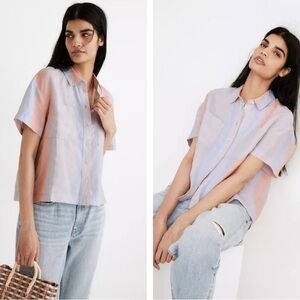 Madewell 100% Linen Beachside Button Down Shirt Size 2X Boxy Breathable Coastal